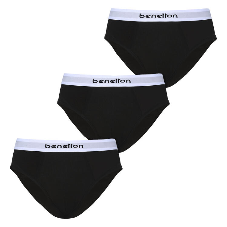 Auf diesem Bild sehen Sie Benetton 3er Pack Herren Slips in der Farbe schwarz