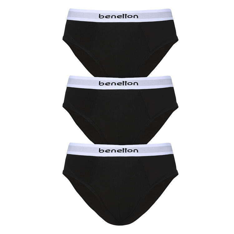 Auf diesem Bild sehen Sie Benetton 3er Pack Herren Slips in der Farbe schwarz