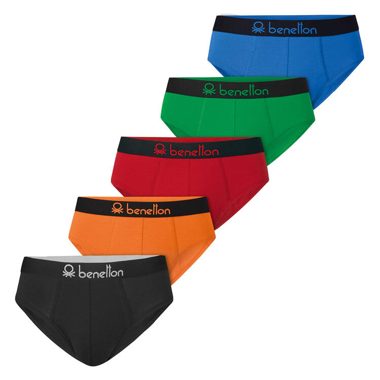 Auf diesem Bild sehen Sie Benetton 5er Pack Slips in der Farbe Farb Mix