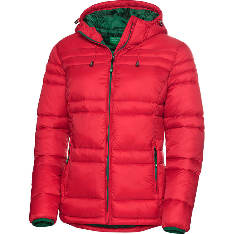 Auf diesem Bild sehen Sie Benetton Damen Steppjacke in der Farbe rot