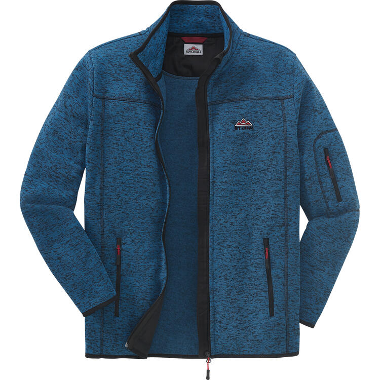 Auf diesem Bild sehen Sie Stubai Herren Strickfleece-Jacke in der Farbe blau-melange