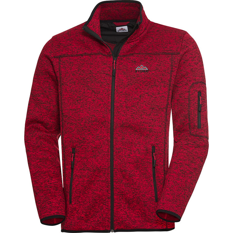 Auf diesem Bild sehen Sie Stubai Herren Strickfleece-Jacke in der Farbe rot-melange