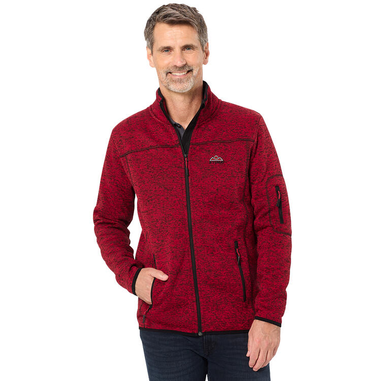Auf diesem Bild sehen Sie Stubai Herren Strickfleece-Jacke in der Farbe rot-melange