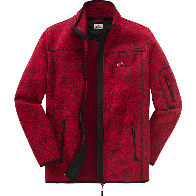 Auf diesem Bild sehen Sie Stubai Herren Strickfleece-Jacke in der Farbe rot-melange