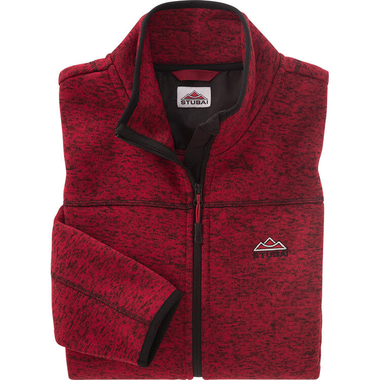 Auf diesem Bild sehen Sie Stubai Herren Strickfleece-Jacke in der Farbe rot-melange