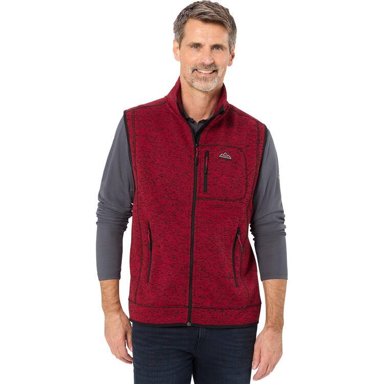 Auf diesem Bild sehen Sie Stubai Herren Strickfleece-Weste in der Farbe rot-melange