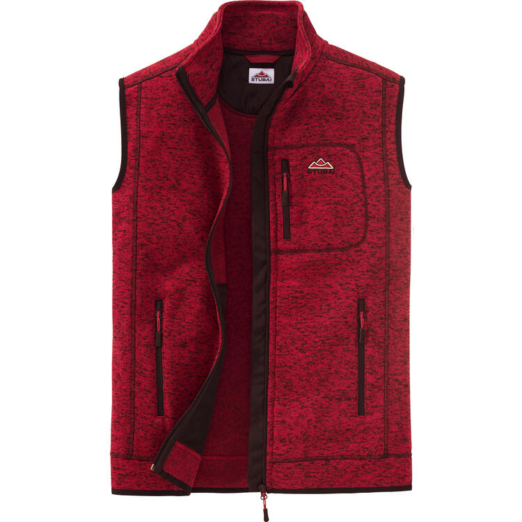 Auf diesem Bild sehen Sie Stubai Herren Strickfleece-Weste in der Farbe rot-melange