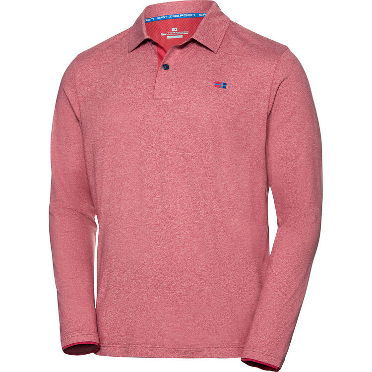 Auf diesem Bild sehen Sie Spitzbergen Herren Funktionspoloshirt langarm in der Farbe rot