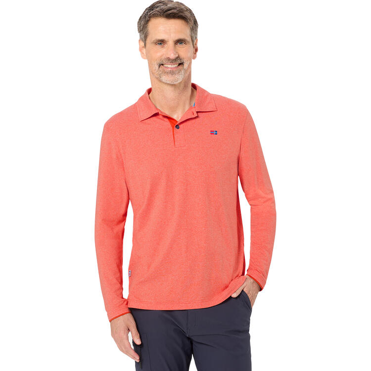Auf diesem Bild sehen Sie Spitzbergen Herren Funktionspoloshirt langarm in der Farbe orange