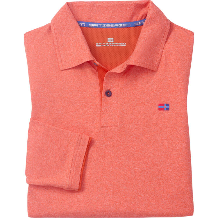 Auf diesem Bild sehen Sie Spitzbergen Herren Funktionspoloshirt langarm in der Farbe orange