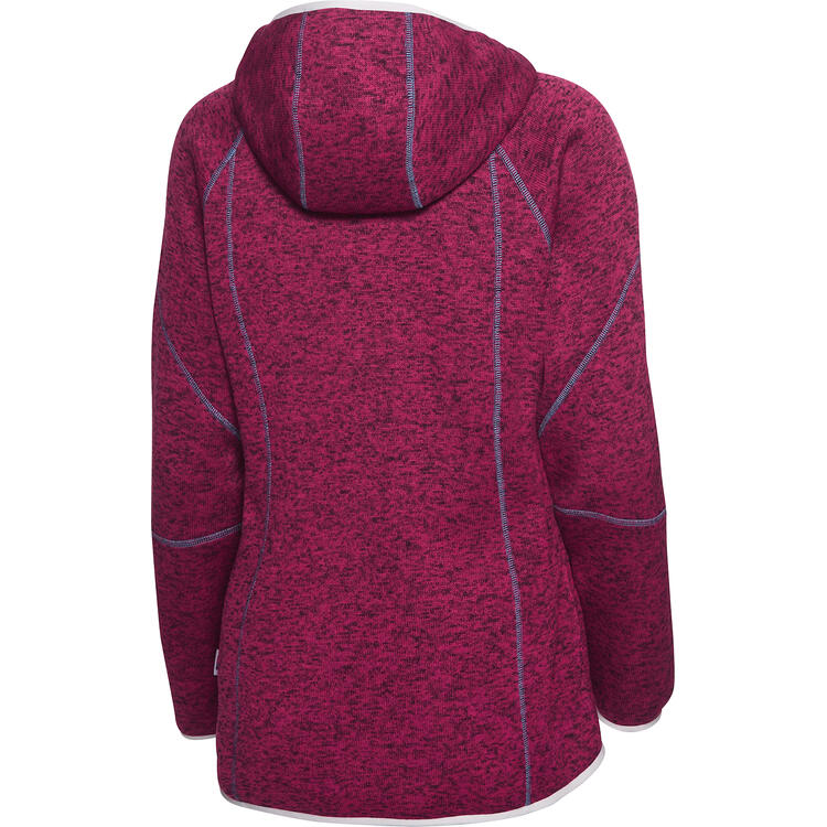 Auf diesem Bild sehen Sie Spitzbergen Damen Kapuzen-Strickfleecejacke in der Farbe beere melange