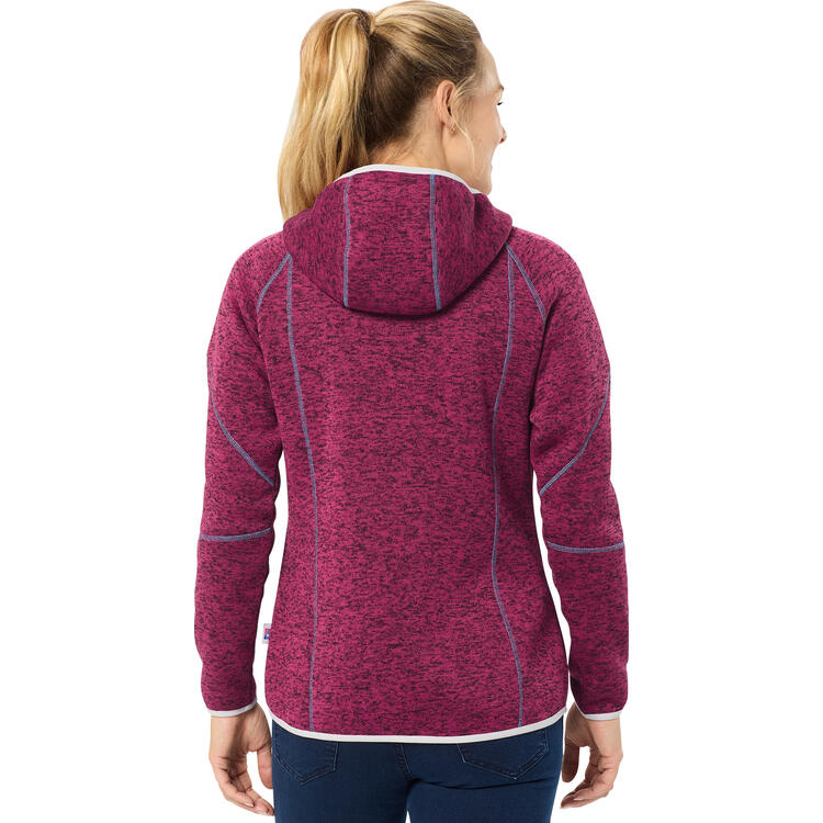 Auf diesem Bild sehen Sie Spitzbergen Damen Kapuzen-Strickfleecejacke in der Farbe beere melange