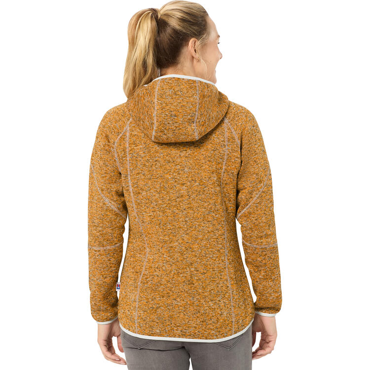 Auf diesem Bild sehen Sie Spitzbergen Damen Kapuzen-Strickfleecejacke in der Farbe gelb melange