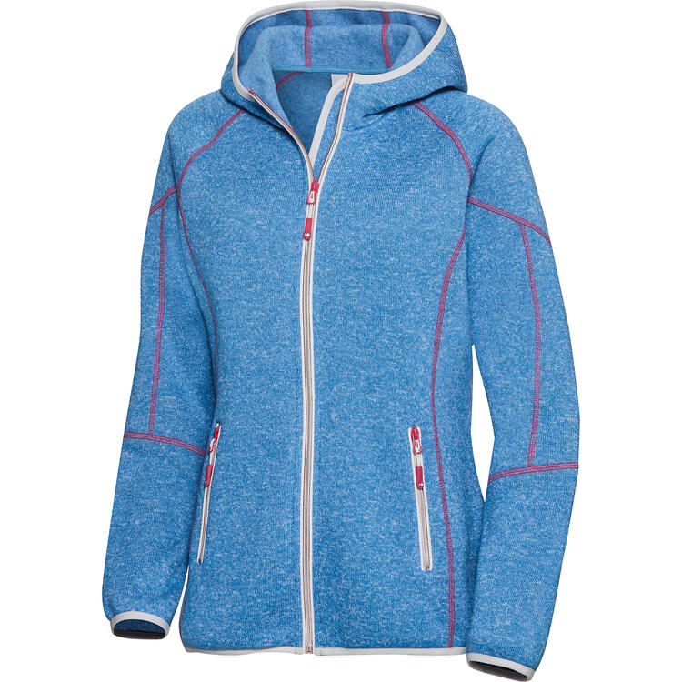 Auf diesem Bild sehen Sie Spitzbergen Damen Kapuzen-Strickfleecejacke in der Farbe blau-melange