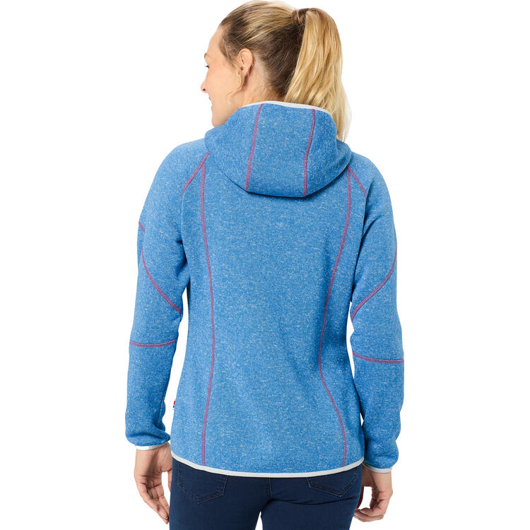 Auf diesem Bild sehen Sie Spitzbergen Damen Kapuzen-Strickfleecejacke in der Farbe blau-melange