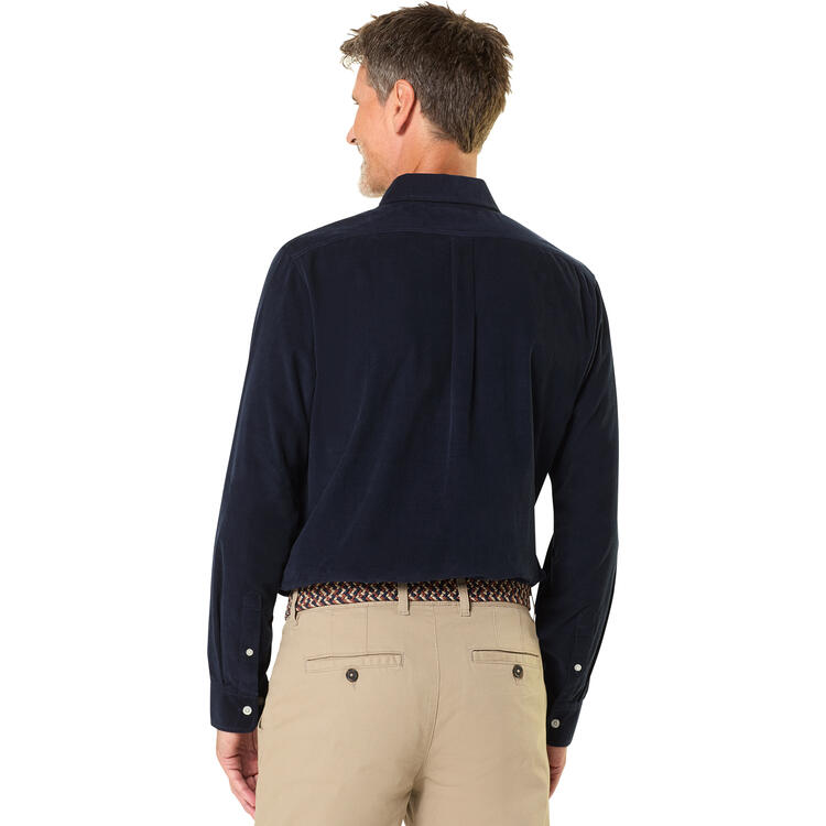 Auf diesem Bild sehen Sie Polo Sylt Herren Feincord-Hemd in der Farbe dunkelblau