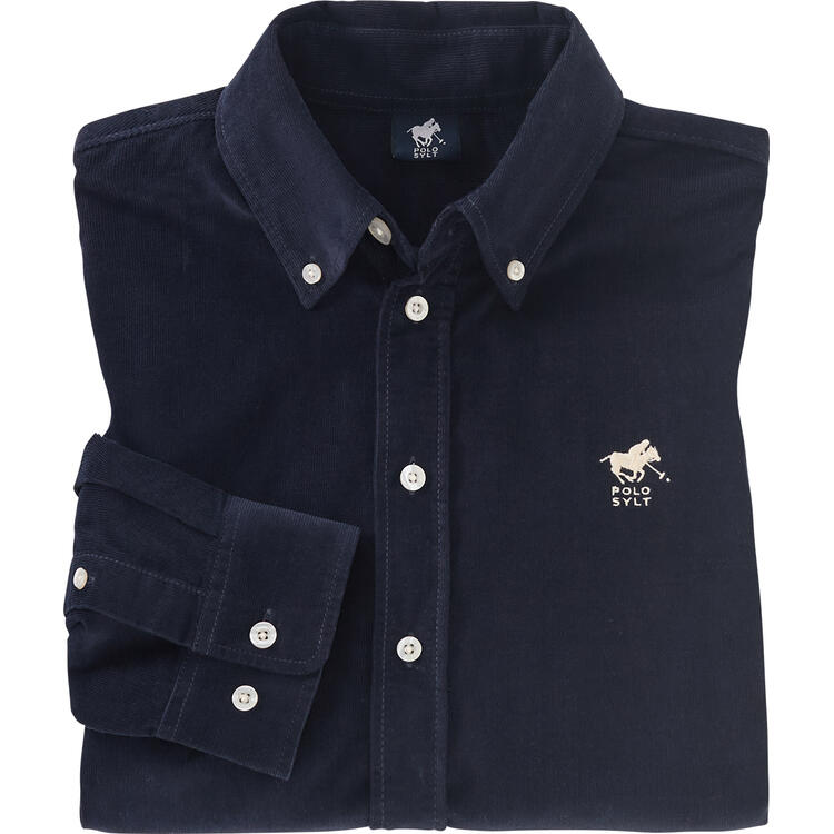 Auf diesem Bild sehen Sie Polo Sylt Herren Feincord-Hemd in der Farbe dunkelblau
