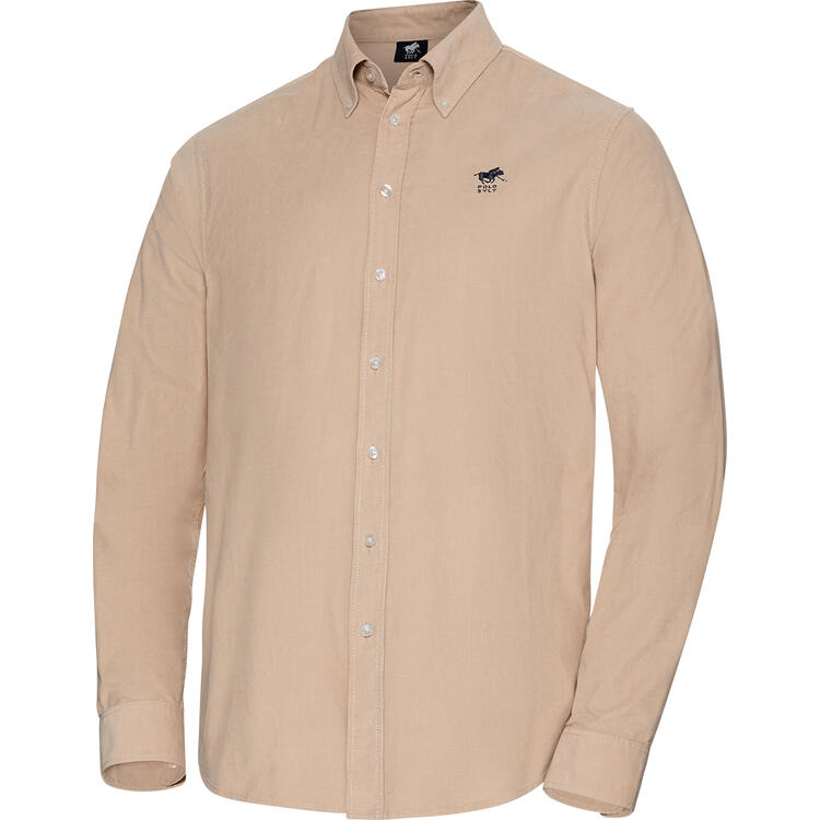 Auf diesem Bild sehen Sie Polo Sylt Herren Feincord-Hemd in der Farbe beige