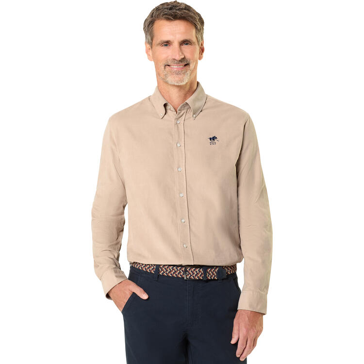 Auf diesem Bild sehen Sie Polo Sylt Herren Feincord-Hemd in der Farbe beige