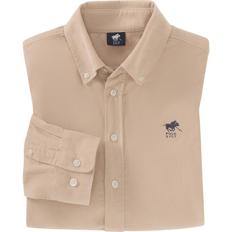 Auf diesem Bild sehen Sie Polo Sylt Herren Feincord-Hemd in der Farbe beige