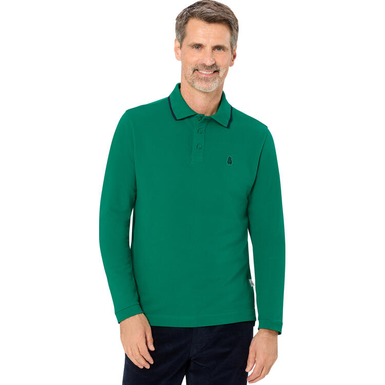 Auf diesem Bild sehen Sie Jacques Britt Herren Poloshirt Piqu langarm in der Farbe grn