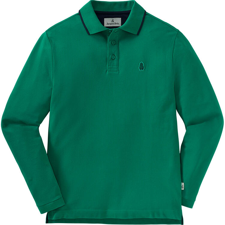 Auf diesem Bild sehen Sie Jacques Britt Herren Poloshirt Piqu langarm in der Farbe grn