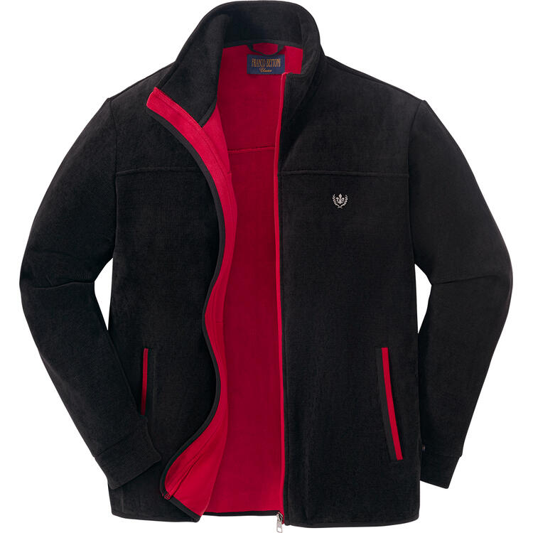 Auf diesem Bild sehen Sie Franco Bettoni Herren Cord-Fleecejacke in der Farbe schwarz