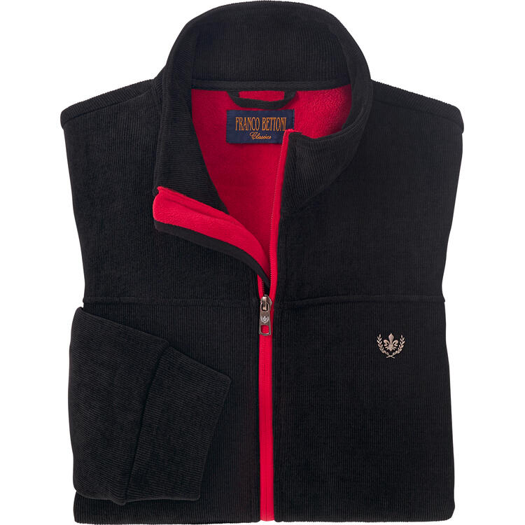 Auf diesem Bild sehen Sie Franco Bettoni Herren Cord-Fleecejacke in der Farbe schwarz