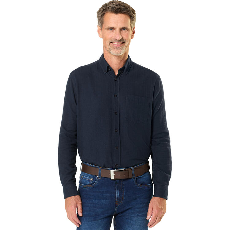 Auf diesem Bild sehen Sie Ducktail Herren-Flanellhemd in der Farbe blau