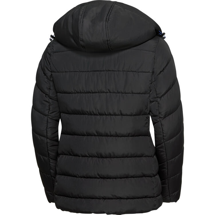 Auf diesem Bild sehen Sie Belmina Damen Steppjacke mit Fellkapuze in der Farbe schwarz