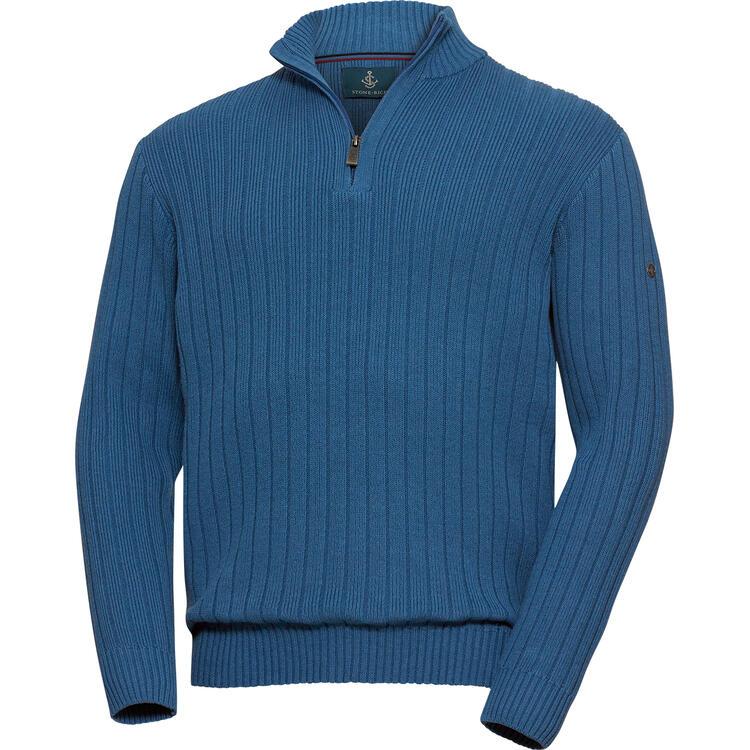 Auf diesem Bild sehen Sie Stone Rich Herren Strick-Troyer in der Farbe blau