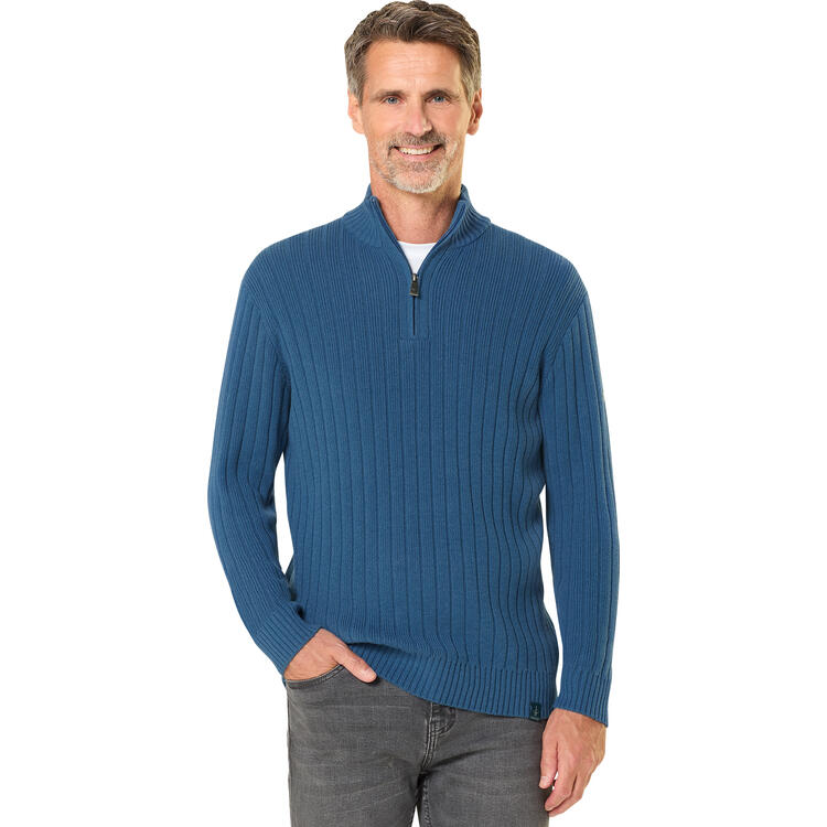 Auf diesem Bild sehen Sie Stone Rich Herren Strick-Troyer in der Farbe blau