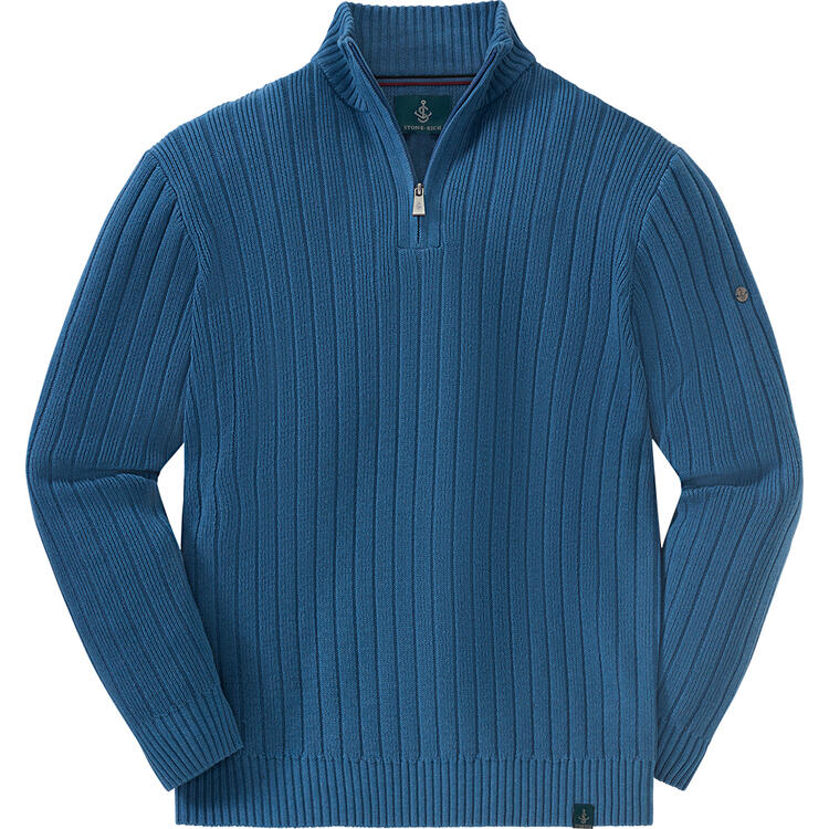 Auf diesem Bild sehen Sie Stone Rich Herren Strick-Troyer in der Farbe blau