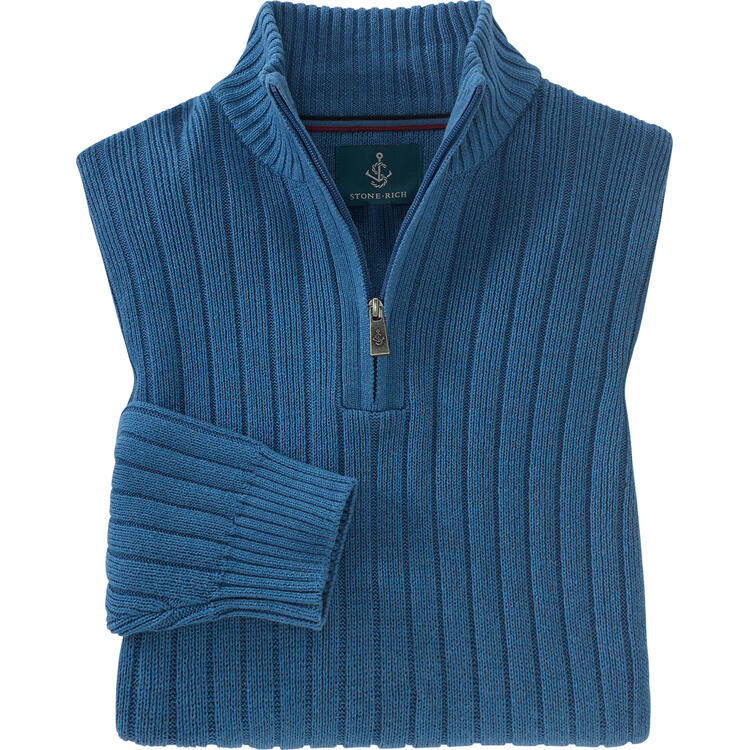 Auf diesem Bild sehen Sie Stone Rich Herren Strick-Troyer in der Farbe blau