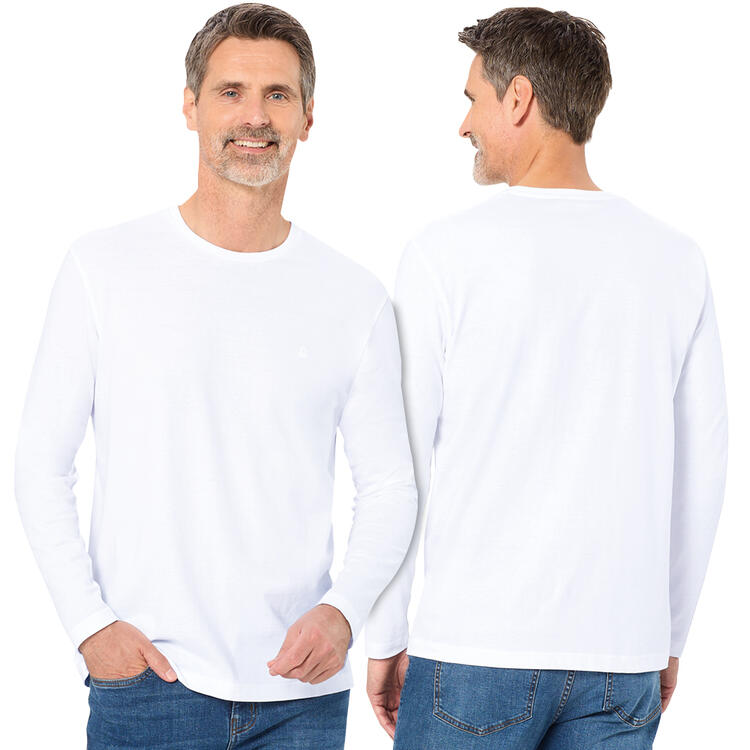 Auf diesem Bild sehen Sie Benetton 2er Pack Herren Langarm-Shirts in der Farbe wei�