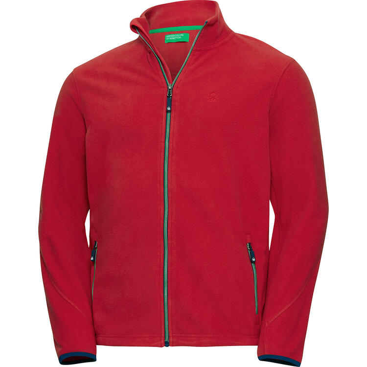 Auf diesem Bild sehen Sie Benetton Herren Fleecejacke in der Farbe rot