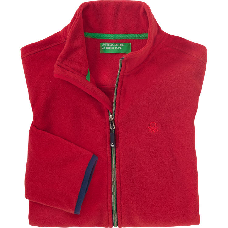 Auf diesem Bild sehen Sie Benetton Herren Fleecejacke in der Farbe rot