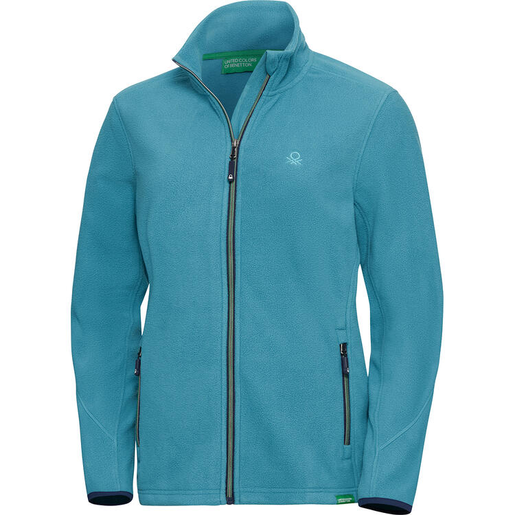 Auf diesem Bild sehen Sie Benetton Damen Fleecejacke in der Farbe t�rkis