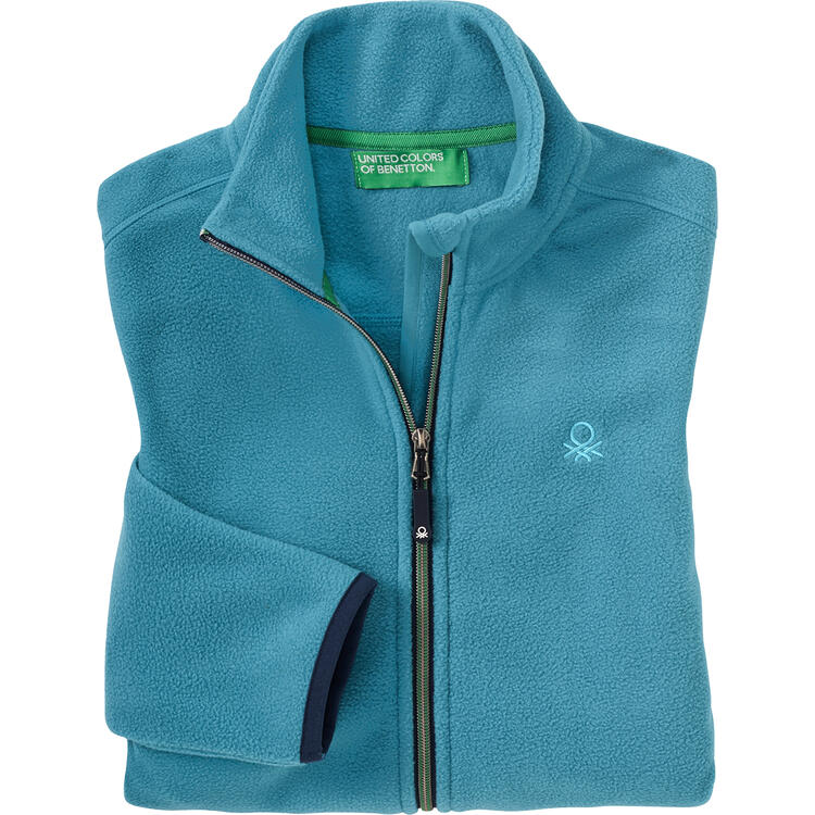 Auf diesem Bild sehen Sie Benetton Damen Fleecejacke in der Farbe t�rkis