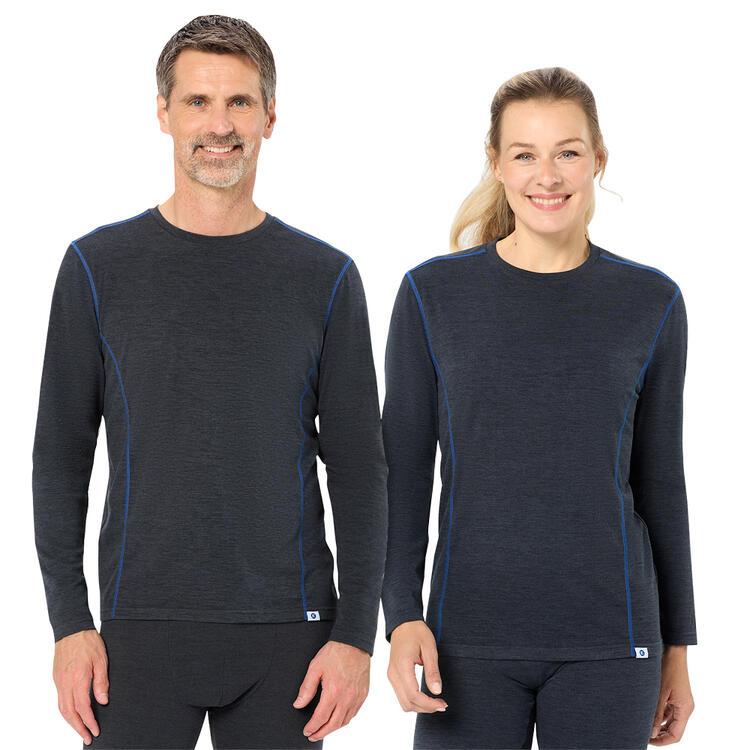 Auf diesem Bild sehen Sie Franz Klammer Thermo-Langarm-Shirt unisex in der Farbe anthrazit-melange