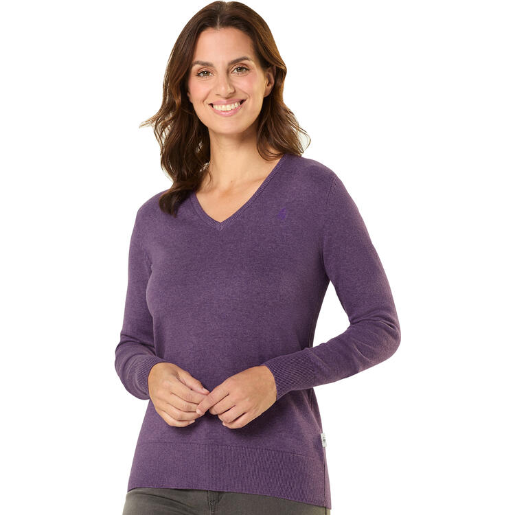 Auf diesem Bild sehen Sie Jacques Britt Damen Pullover mit V-Ausschnitt in der Farbe lila