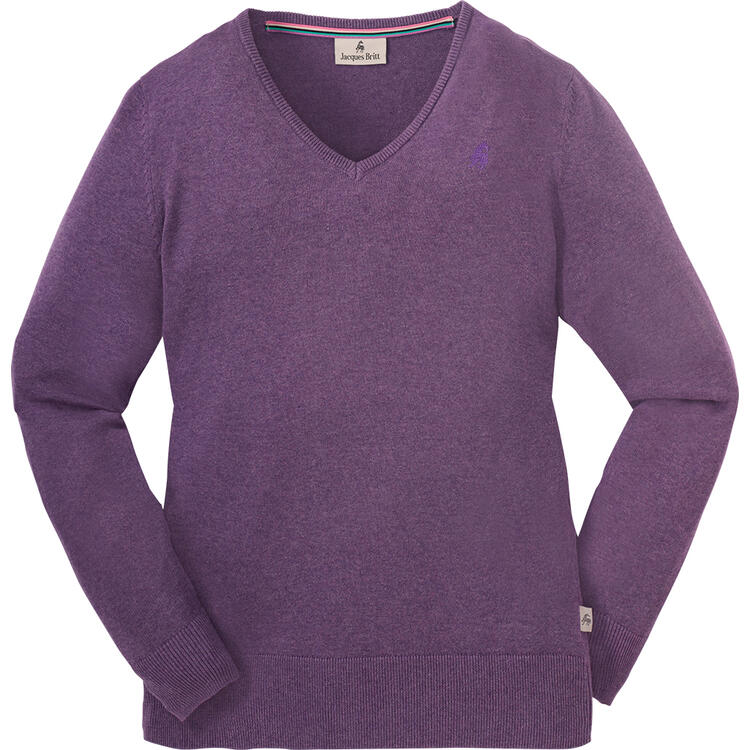 Auf diesem Bild sehen Sie Jacques Britt Damen Pullover mit V-Ausschnitt in der Farbe lila