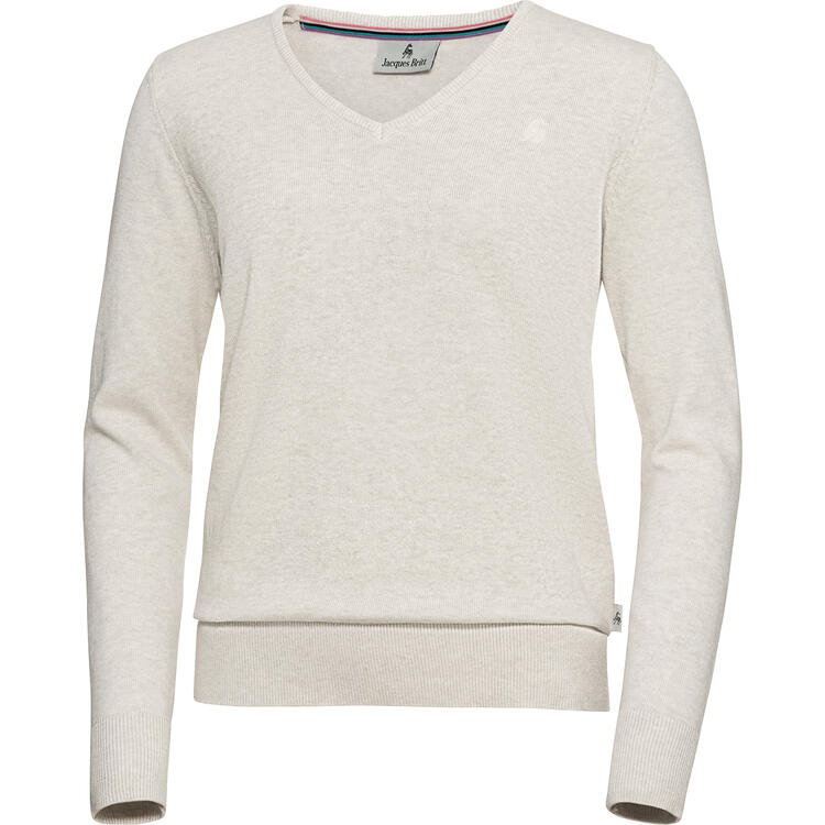 Auf diesem Bild sehen Sie Jacques Britt Damen Pullover mit V-Ausschnitt in der Farbe hellbeige