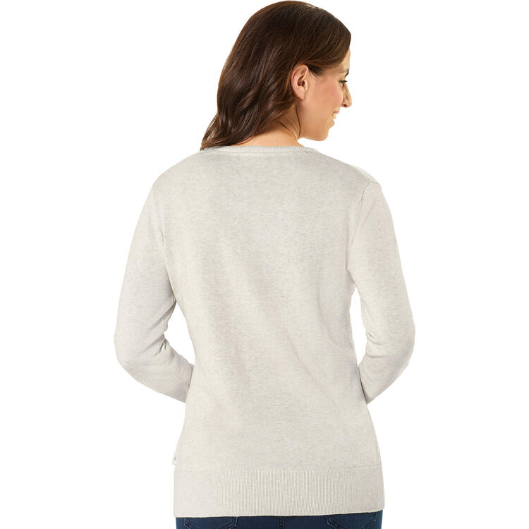 Auf diesem Bild sehen Sie Jacques Britt Damen Pullover mit V-Ausschnitt in der Farbe hellbeige