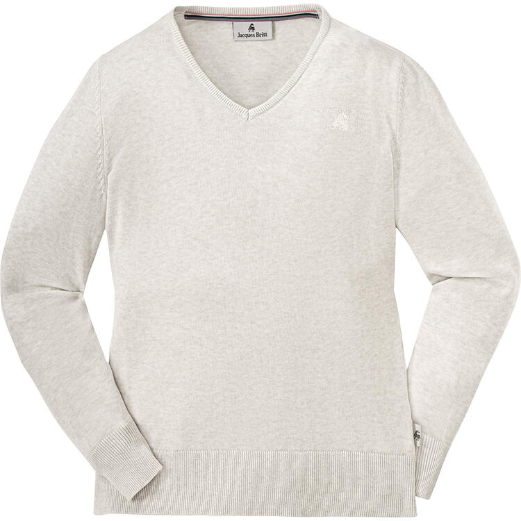 Auf diesem Bild sehen Sie Jacques Britt Damen Pullover mit V-Ausschnitt in der Farbe hellbeige