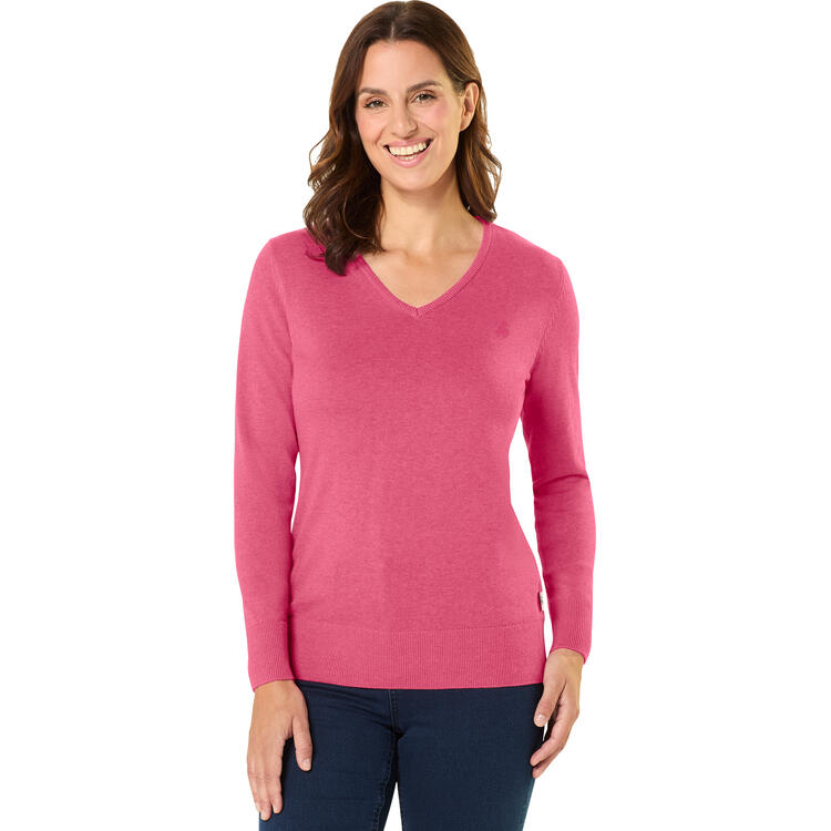 Auf diesem Bild sehen Sie Jacques Britt Damen Pullover mit V-Ausschnitt in der Farbe pink