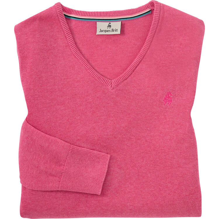 Auf diesem Bild sehen Sie Jacques Britt Damen Pullover mit V-Ausschnitt in der Farbe pink