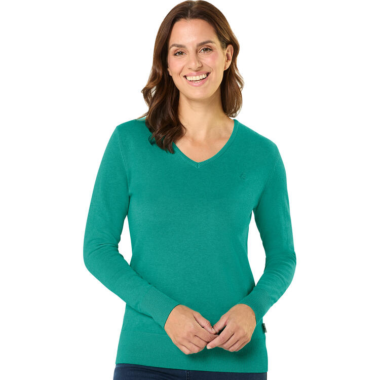 Auf diesem Bild sehen Sie Jacques Britt Damen Pullover mit V-Ausschnitt in der Farbe mintgr�n