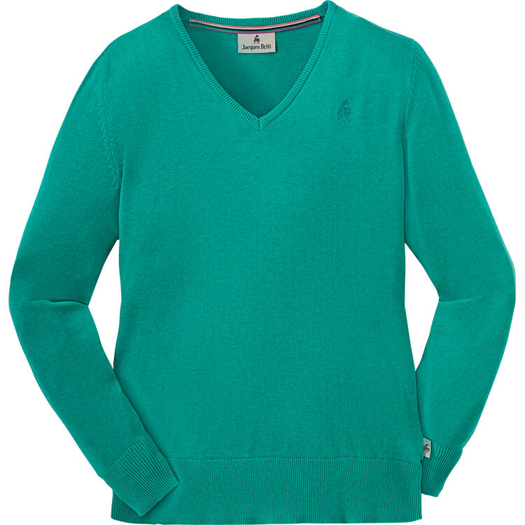 Auf diesem Bild sehen Sie Jacques Britt Damen Pullover mit V-Ausschnitt in der Farbe mintgr�n