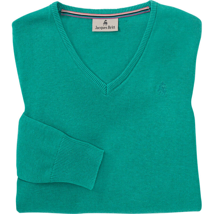 Auf diesem Bild sehen Sie Jacques Britt Damen Pullover mit V-Ausschnitt in der Farbe mintgr�n